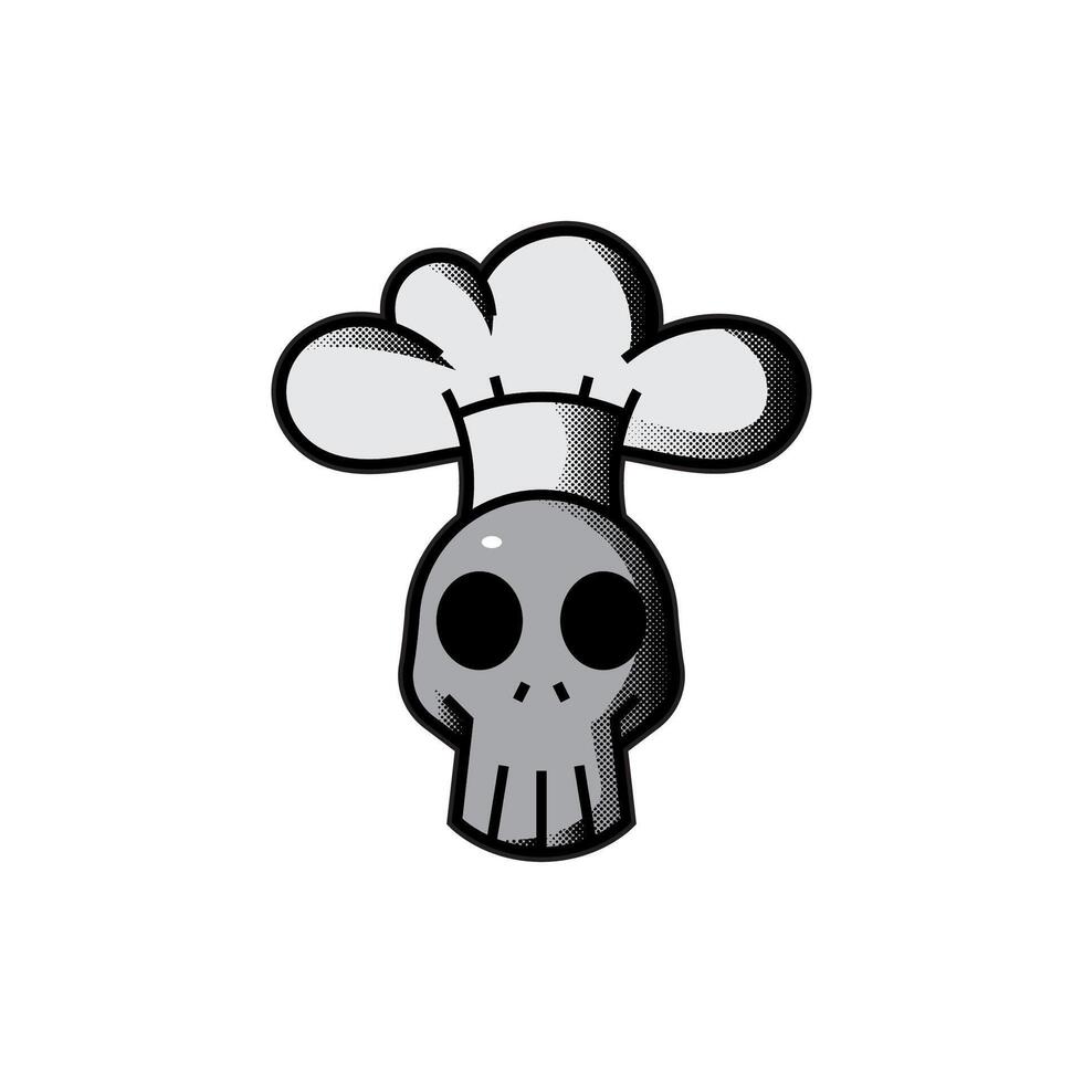 skull logo icon with chef hat vector