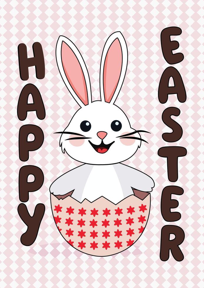 Happy Easter Bunny In Egg Shell Background Illustration vector