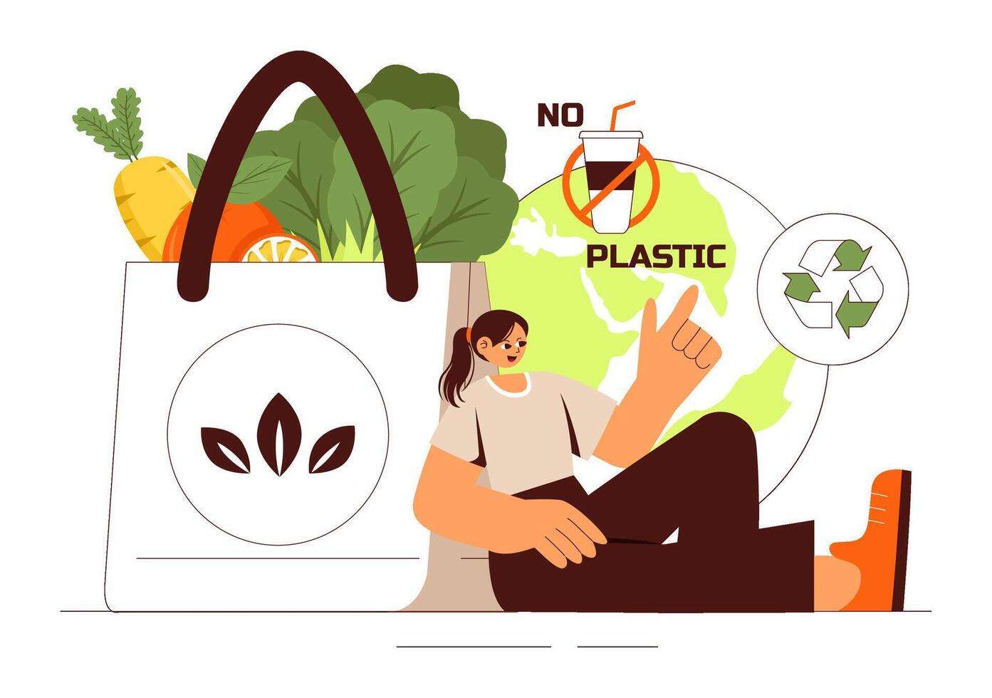 Zero Waste Lifestyle Illustration Promoting Recyclable and Reusable Items vector