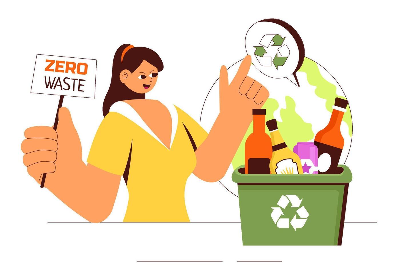 Zero Waste and Plastic-Free Lifestyle with Recyclable Household Items vector