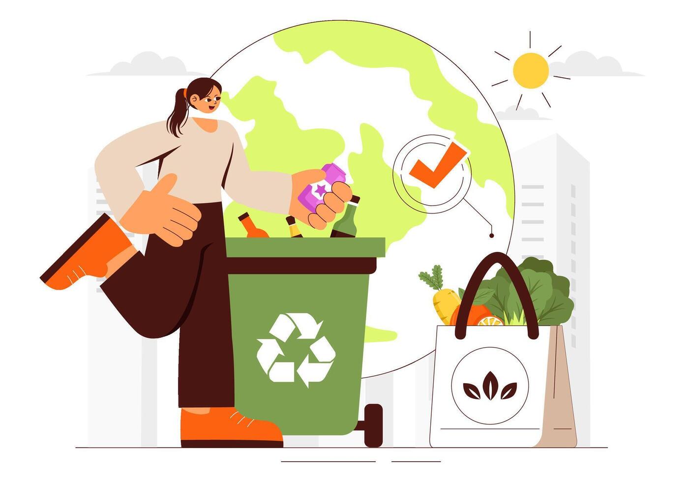 Green Living and Waste Management Illustration for a Sustainable Future vector