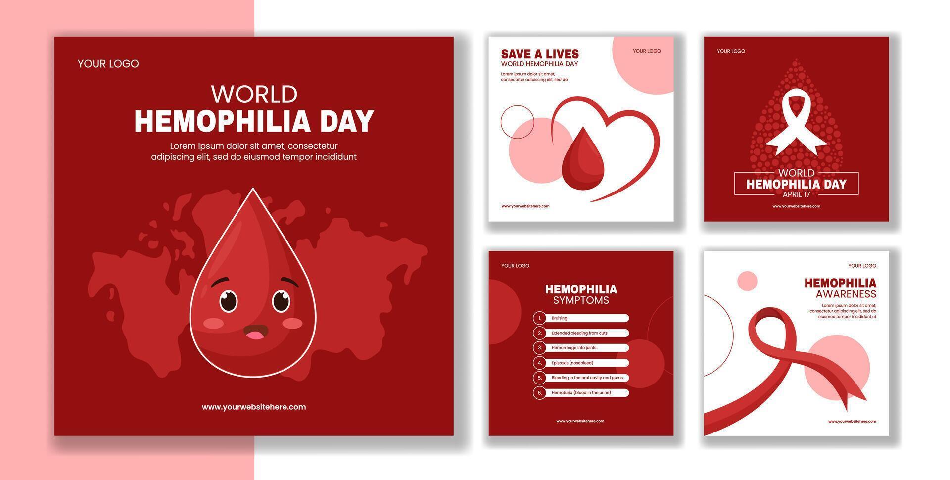 Hemophilia Awareness Day Social Media Post Design in Hand-Drawn Style vector