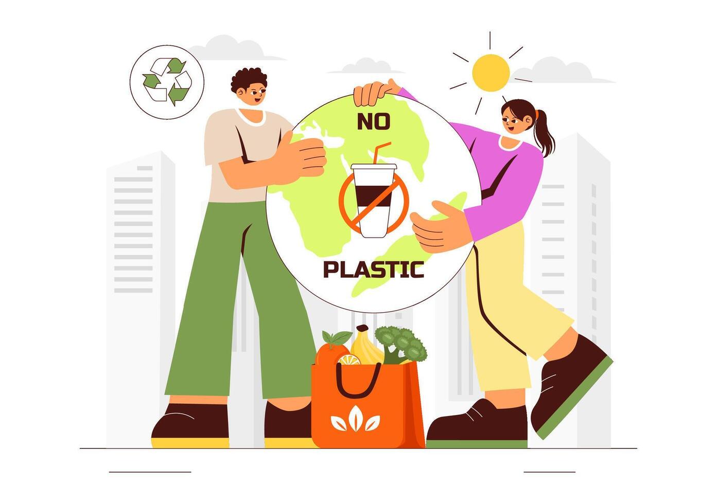 Eco-Conscious Waste Sorting and Sustainability Concept Illustration vector