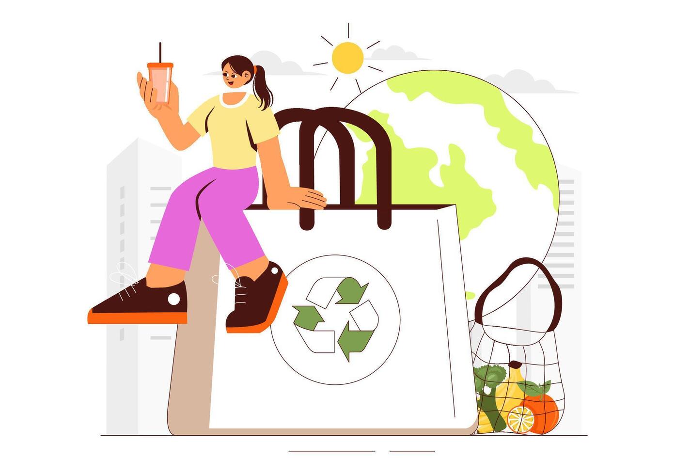 Recycling Awareness Illustration for a Clean and Green Environment vector