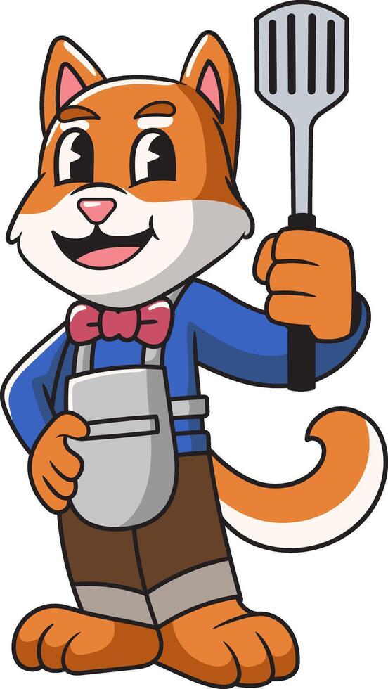 Shiba Inu Dog Chef Mascot Cartoon Character Illustration vector