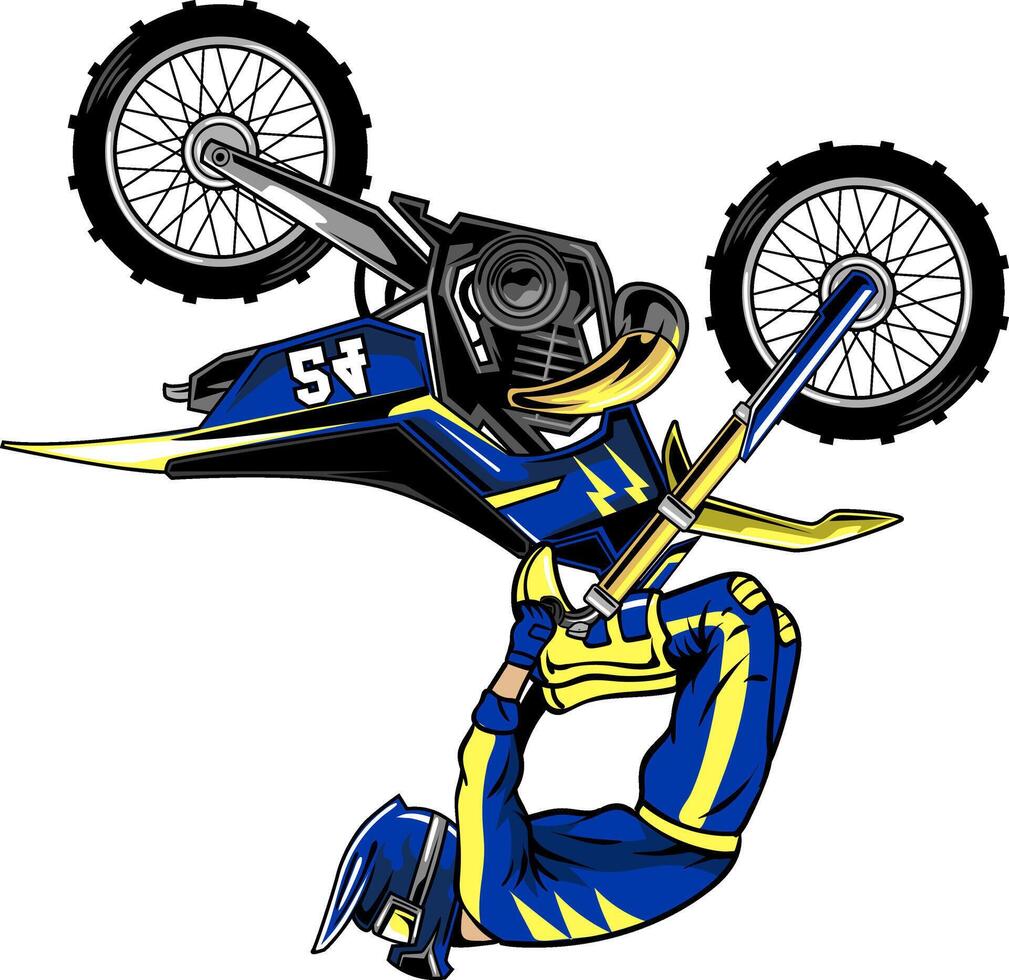 Blue Motocross Extreme Sport Illustration vector
