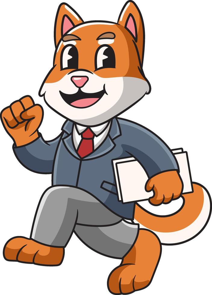 Shiba Inu Dog News Maker holding Briefcase Mascot Cartoon Character Illustration vector