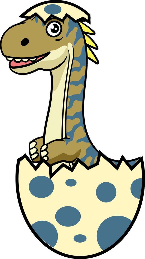 Baby Sauropod Dinosaur Character Mascot in Cartoon Illustration Design for kid, sticker, badge, patch, banner, greeting card vector