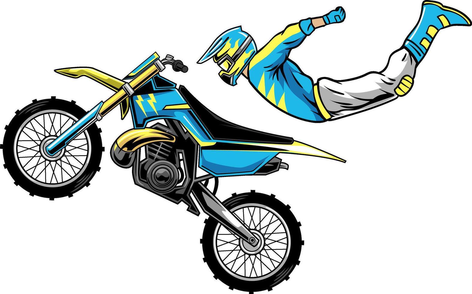 Blue Motocross Extreme Sport Isolated Illustration vector
