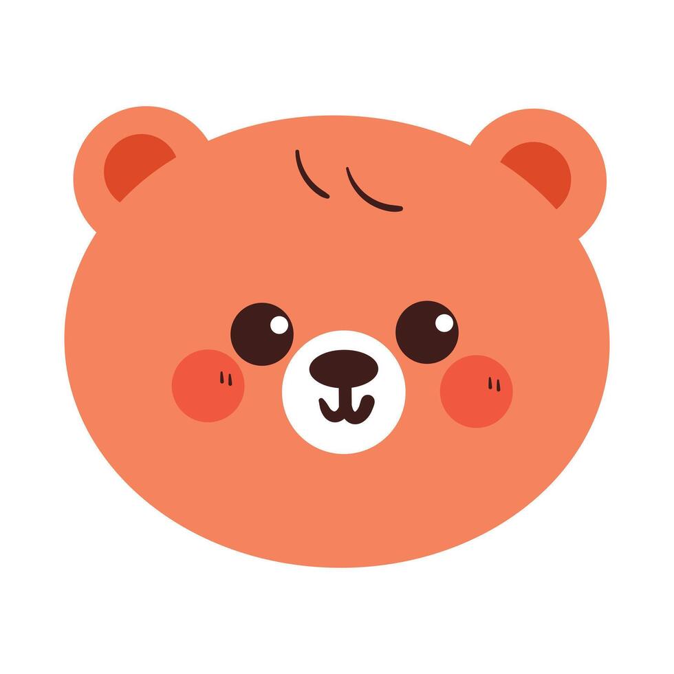cute hand drawing cartoon bear head. cute bear drawing for animal sticker vector