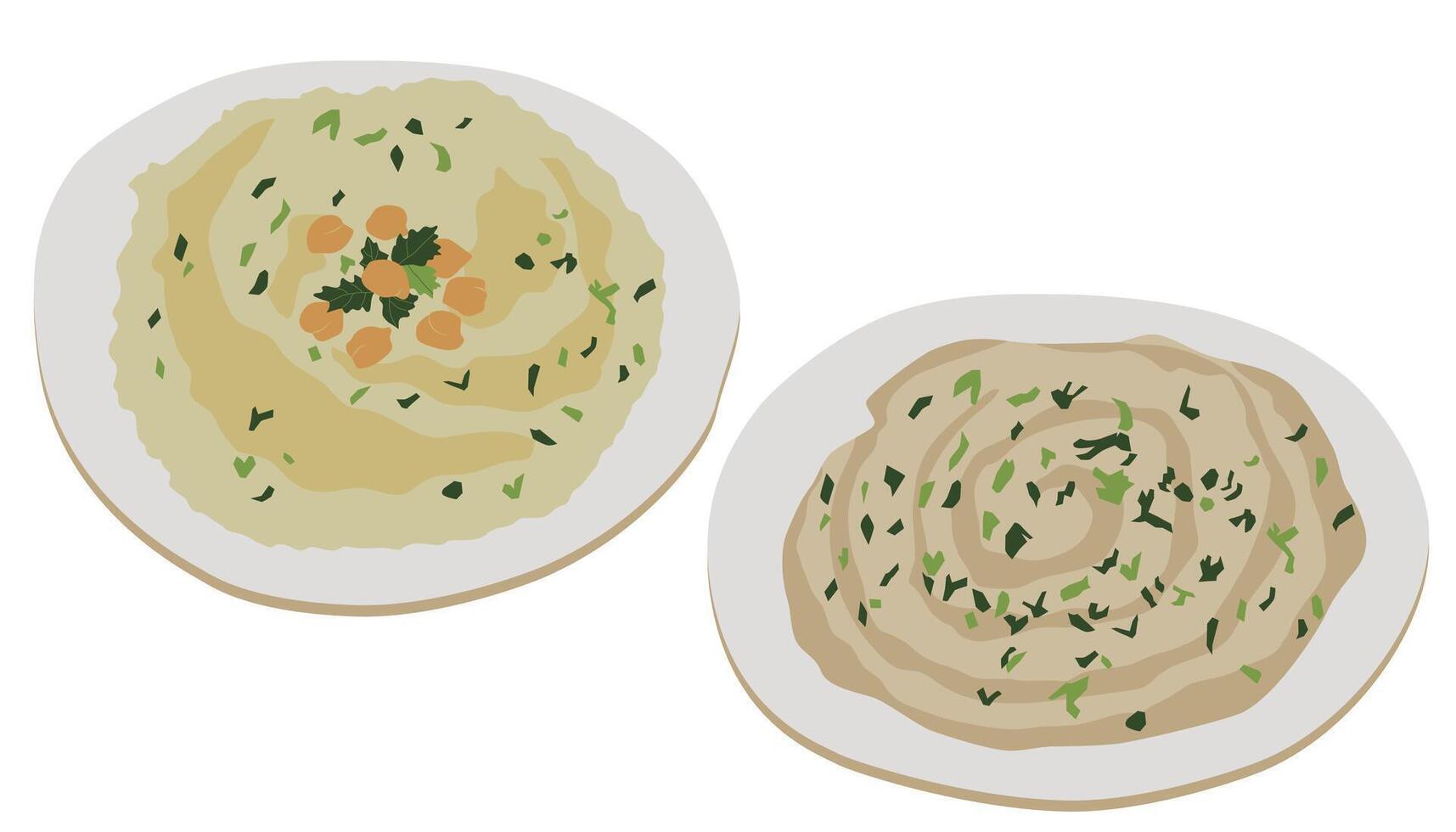 Baba Ganoush and Hummus vector