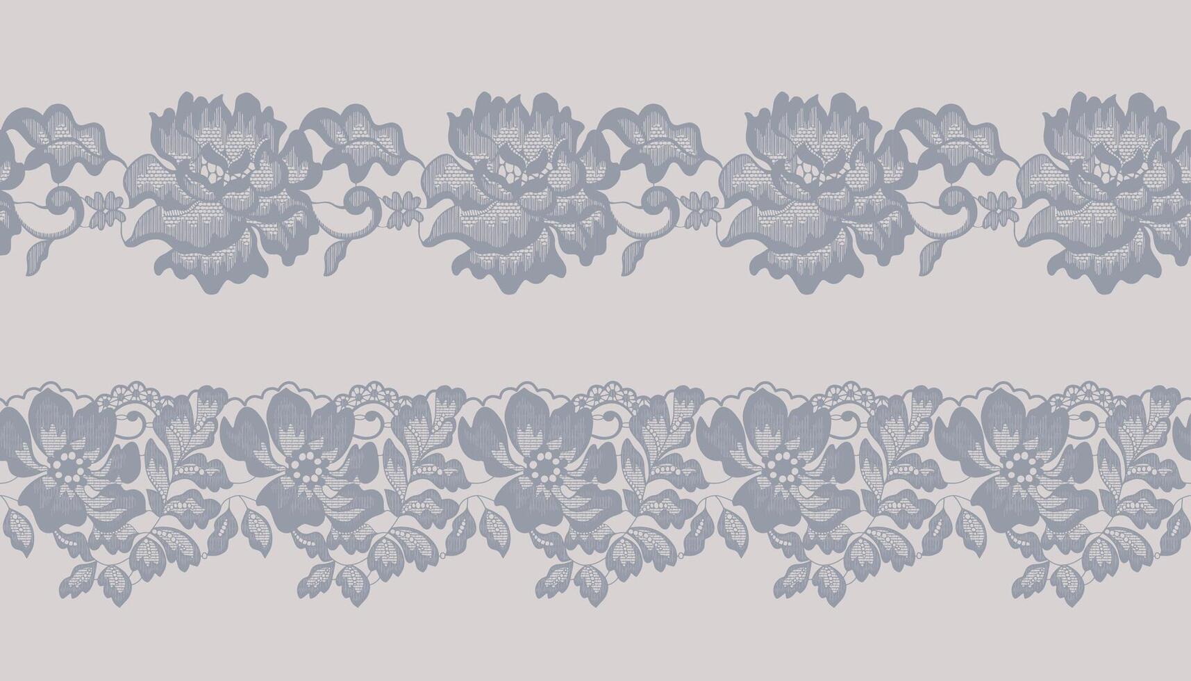 Set of grey lace trim vector