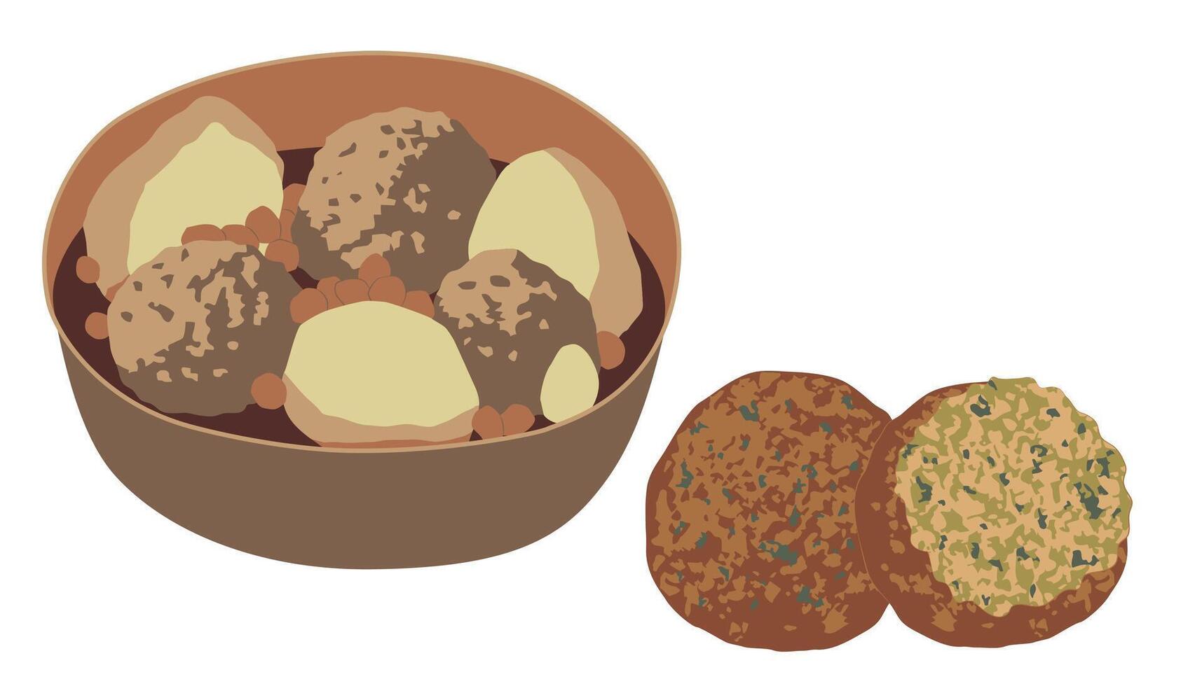 Kufta Bozbash and Falafel vector