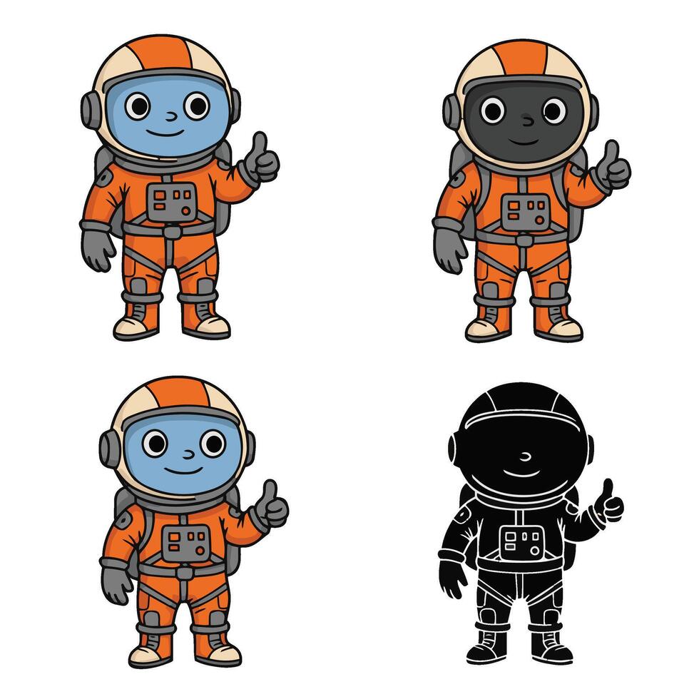 Cute Astronaut Thumbs Up Cartoon Space Mission Adventure vector