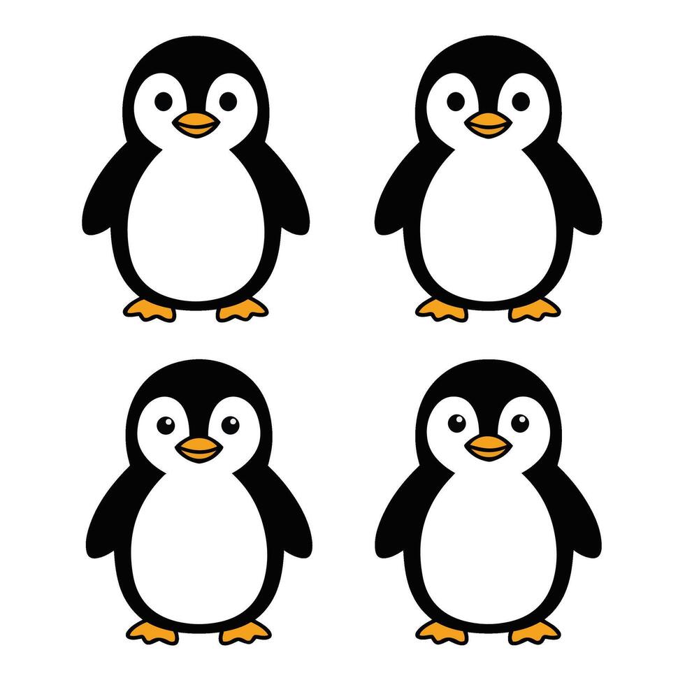 Playful Cartoon Penguin Set with Happy, Silly, and Cute Faces vector