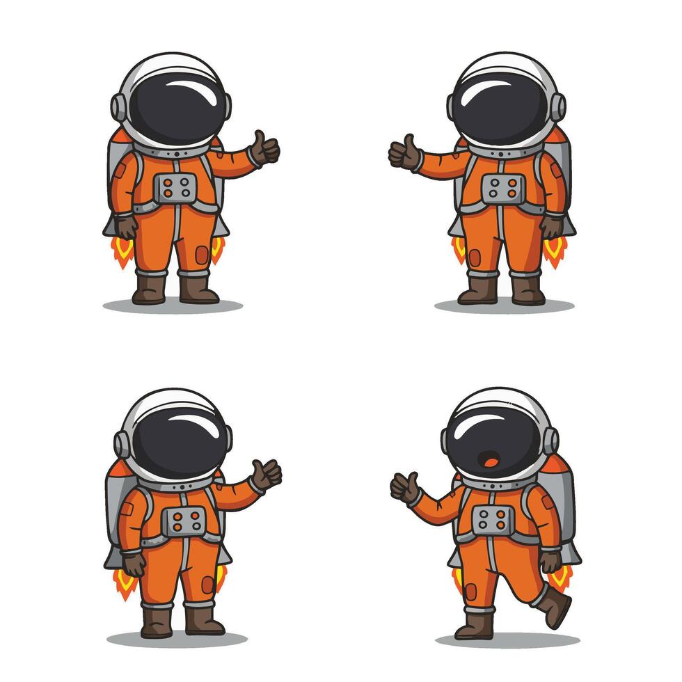 Rocket-Powered Astronaut Flying with Jetpack Drawing vector