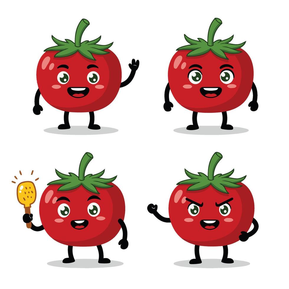 Adorable Tomato Characters with Different Moods and Playful Faces vector