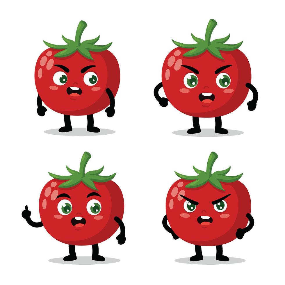Expressive Tomato Faces with Cheerful and Quirky Cartoon Designs vector