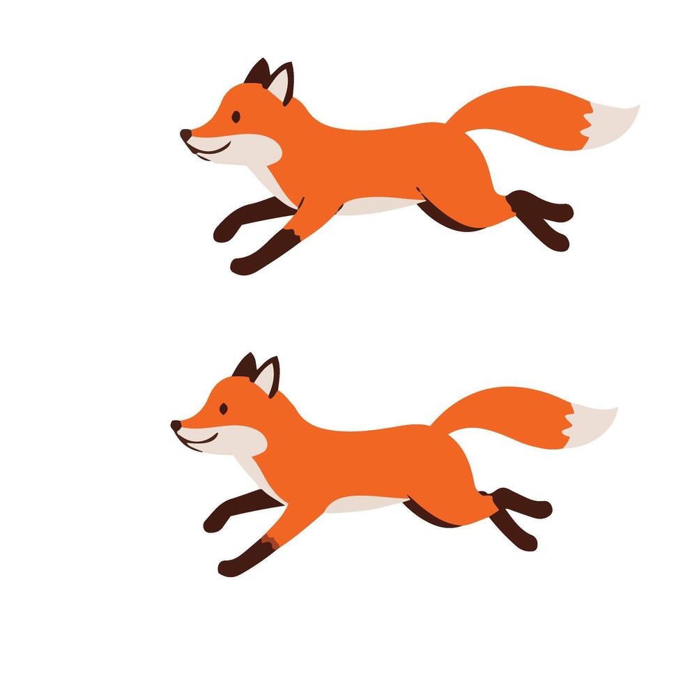 Cartoon Fox Face Expressions Set Cute Animal Fox Faces Art vector