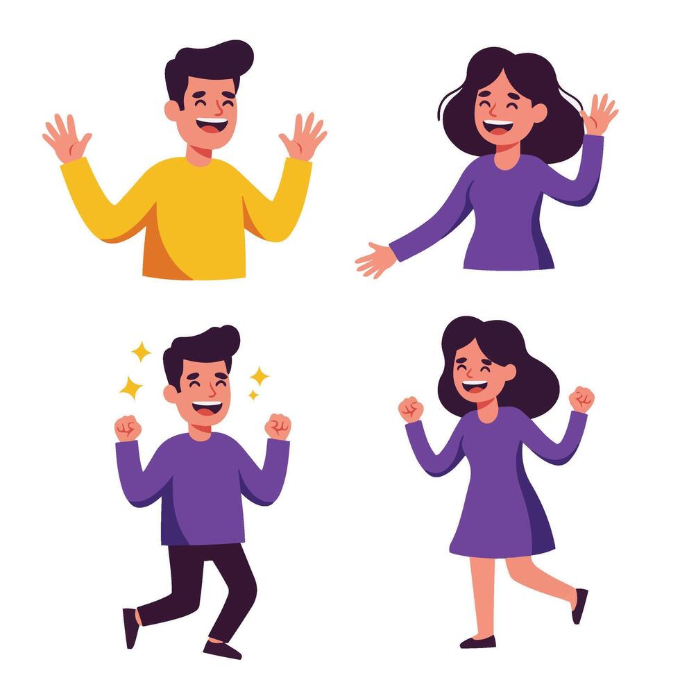 Office Staff Cartoon Cute Business People Team Members Standing Happy vector