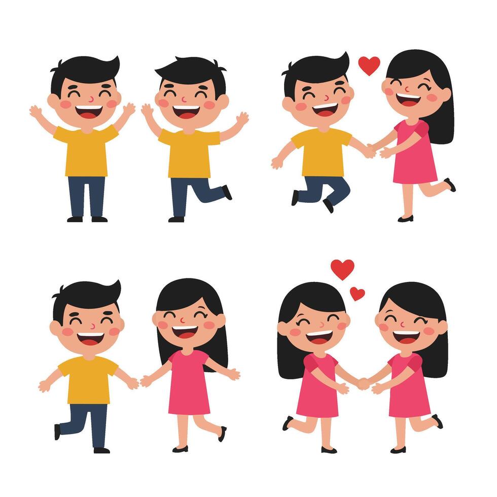 Office Staff Cartoon Smiling Happy Business People Team Members Set vector
