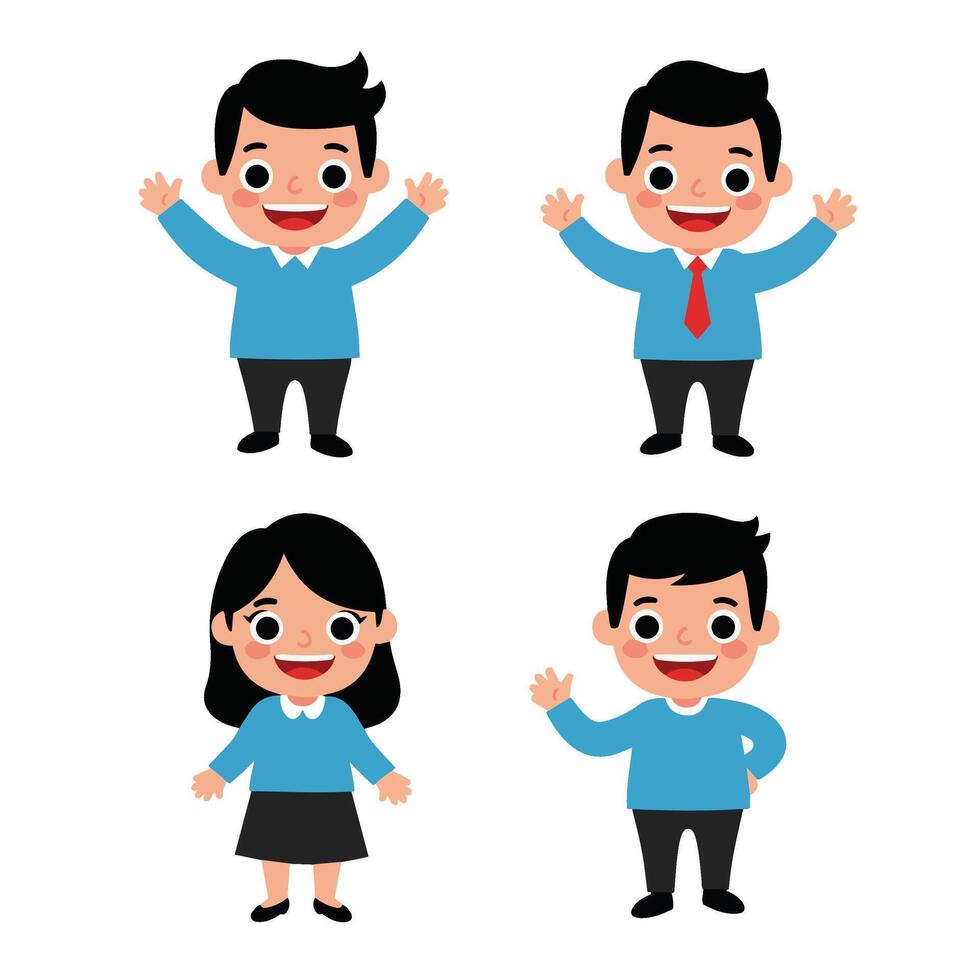 Friendly Staff Group Smiling Cartoon Business People Team Illustration vector