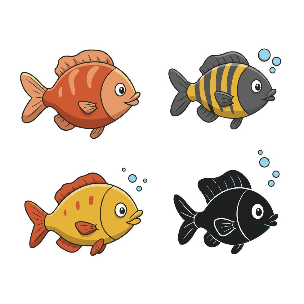 Colorful Aquarium Fish with Unique Scales and Fun Swimming Pose vector