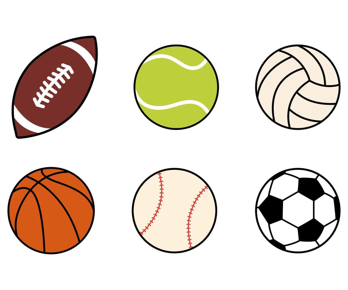 Sports ball cartoon colorful hand drawn vector