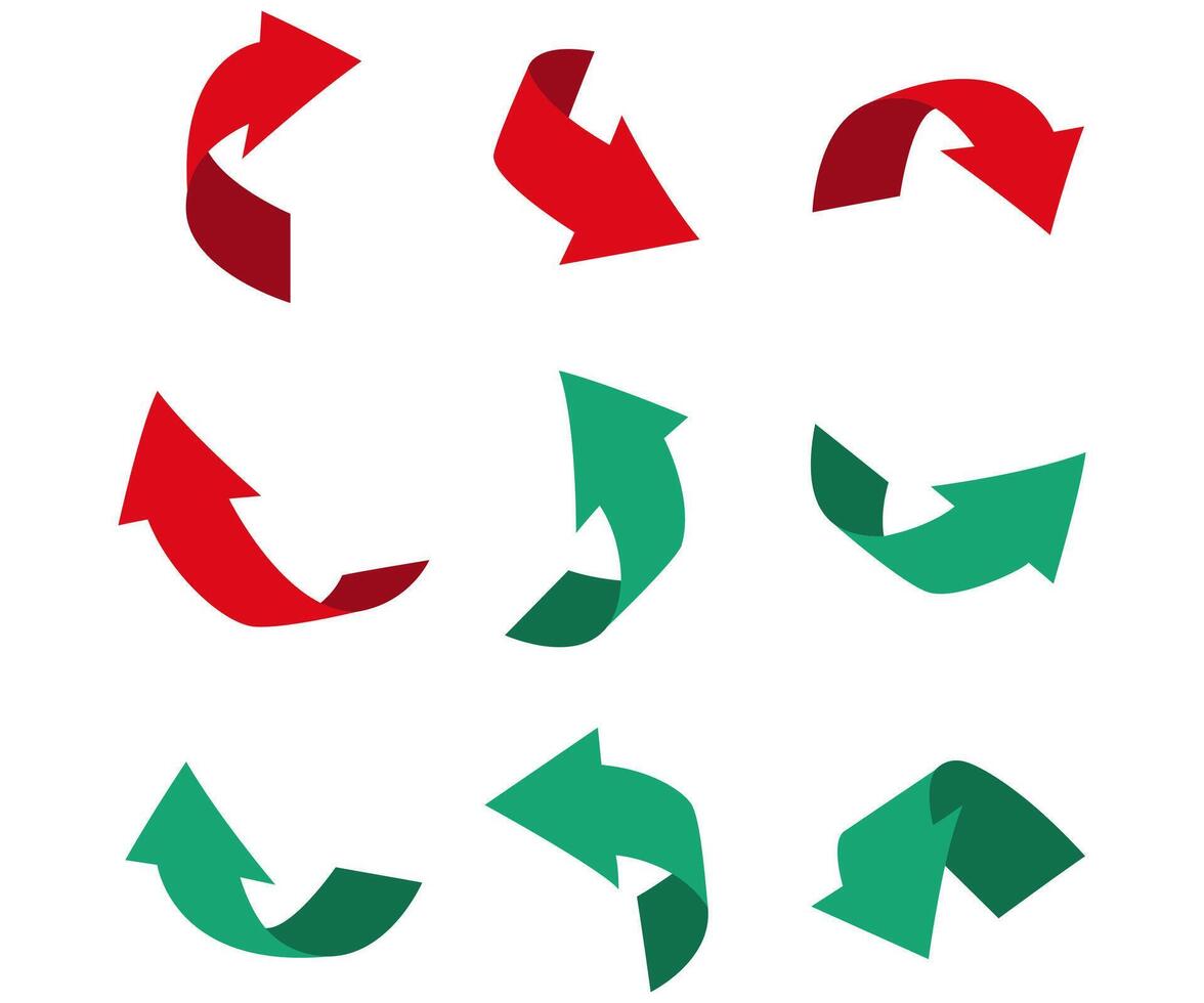 Arrows curved perspective different direction vector