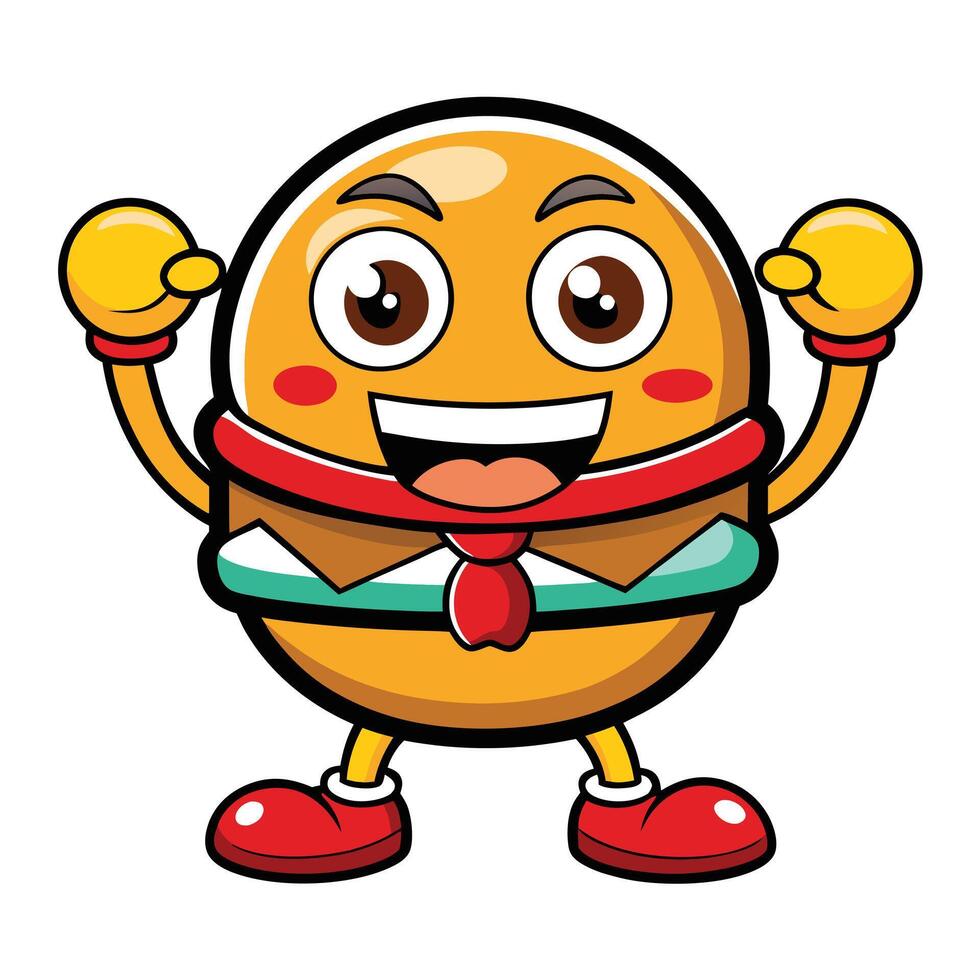 Excited Boxing Hamburger with Red Gloves and Blue Wings vector