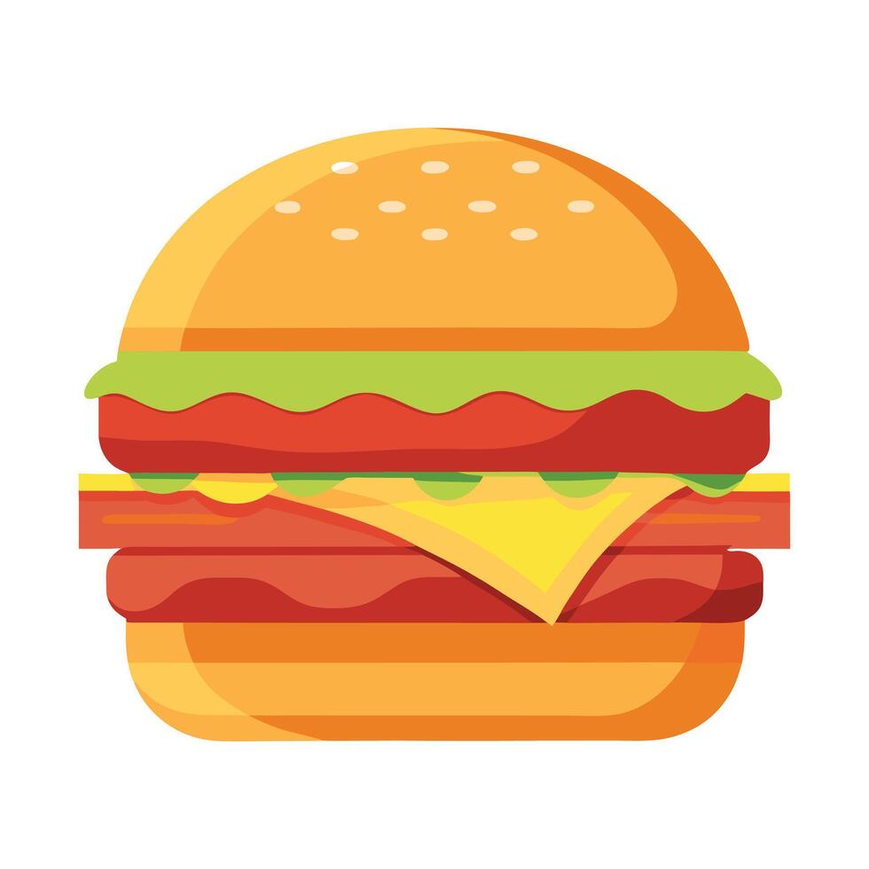 Classic Bacon Cheeseburger with Fresh Veggies and Toppings vector