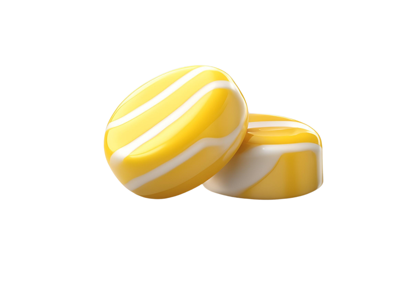 Realistic 3D rendered yellow candy icon isolated on a transparent background, perfect for digital designs and cutouts. png