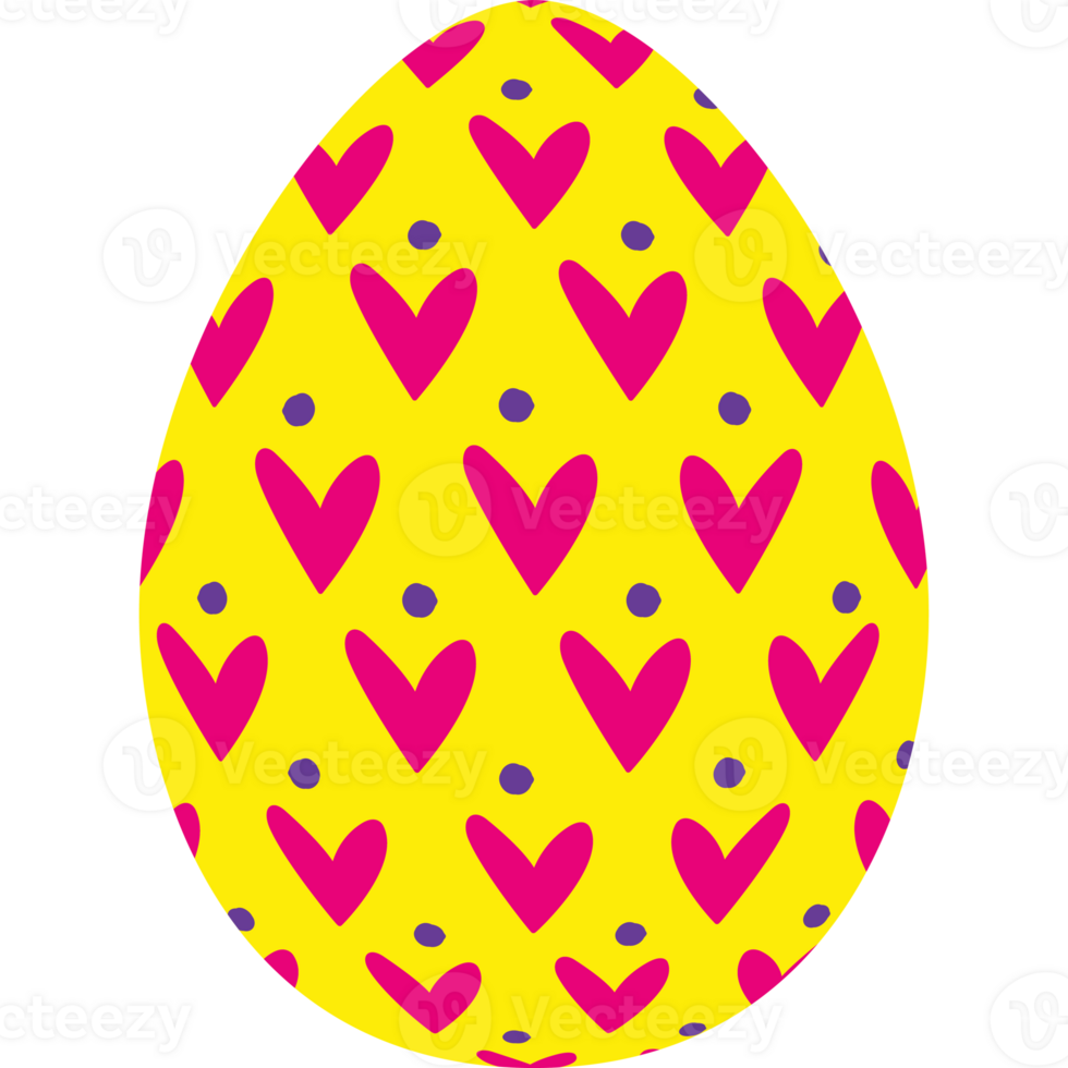 Egg with pattern yellow pink color style png