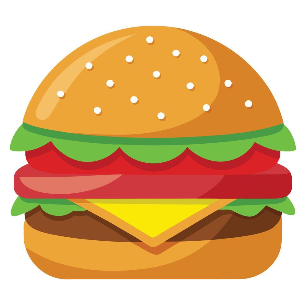 Classic Cheeseburger with Lettuce, Tomato, and Cheese vector