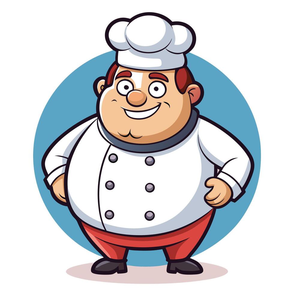 Cartoon Chef with Red Bow Tie - Fun and Colorful Character Design vector