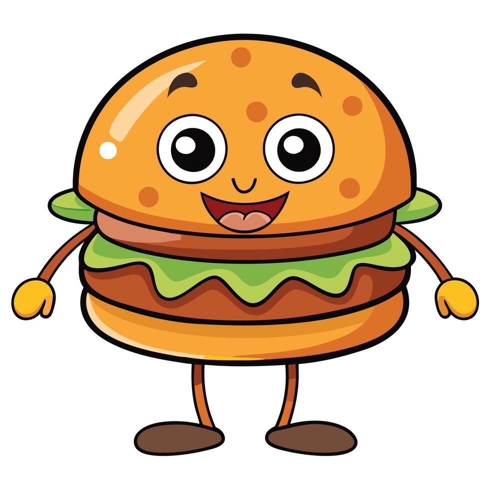 Happy Cartoon Hamburger Character with Thumbs Up vector