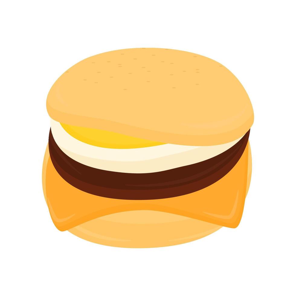 Egg McMuffin Sandwich Illustration for Food Menu, Cafe Branding, Stickers, and Digital Art Projects vector