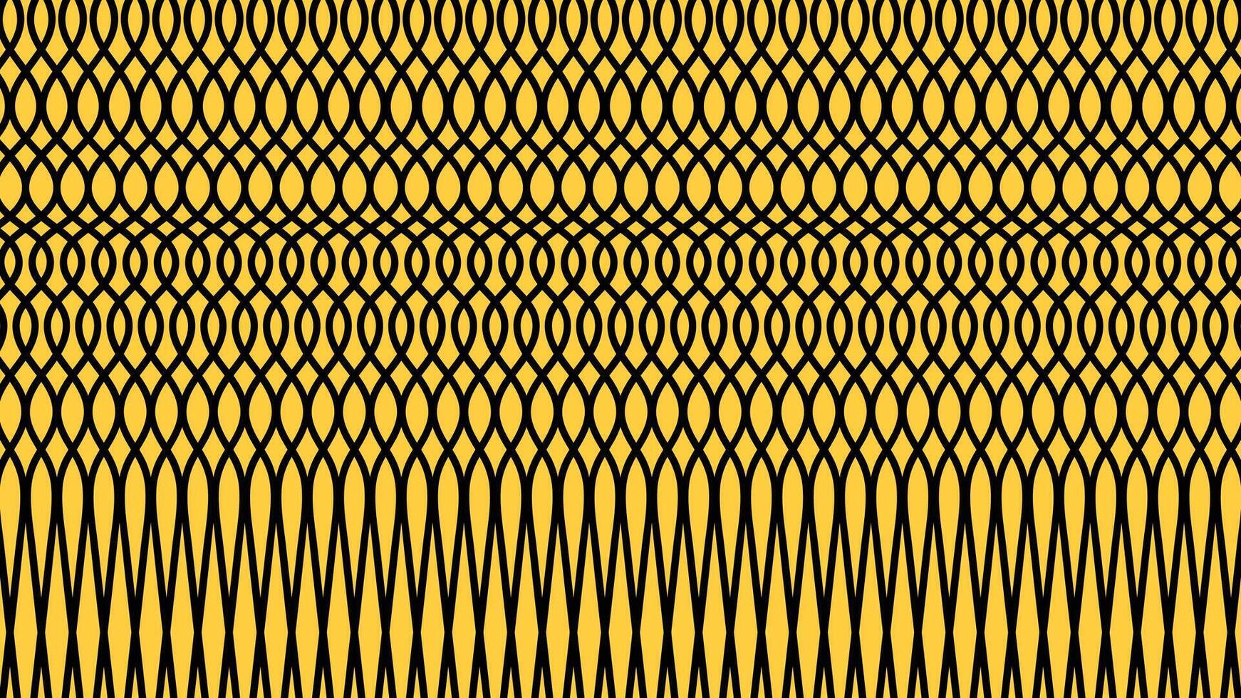 Geometric pattern with black repeated shapes leaves style effect in yellow background. vector
