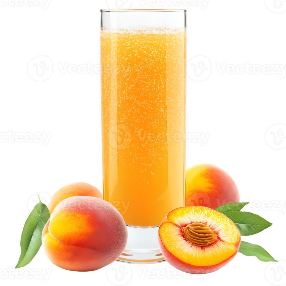 A glass of peach juice with two peaches png