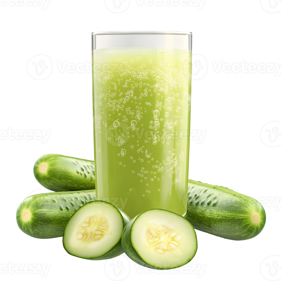 A glass of cucumber juice with slices of cucumber png