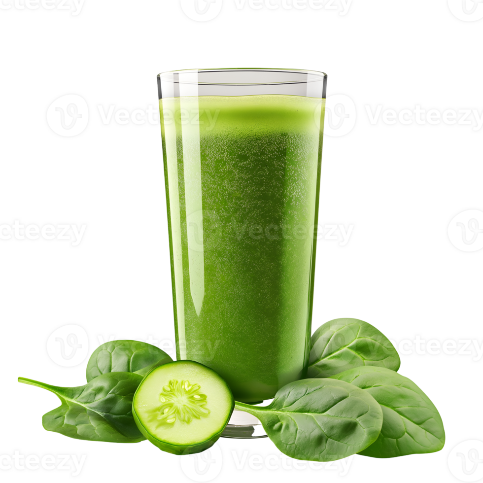 A glass of green smoothie with cucumber and spinach png