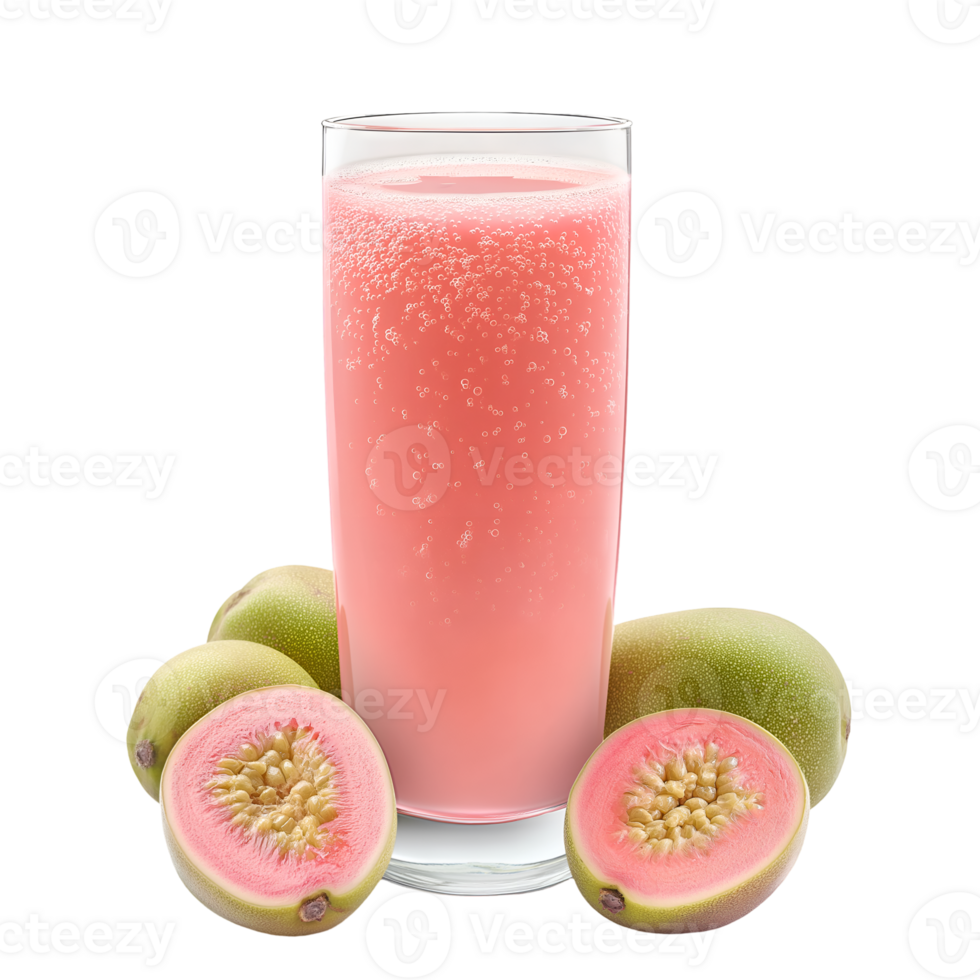 Pink guava juice with sliced guava png