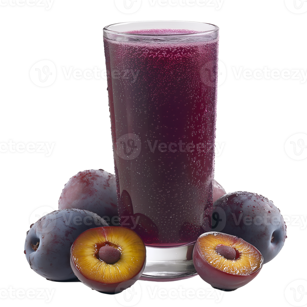 A glass of purple juice with plums png