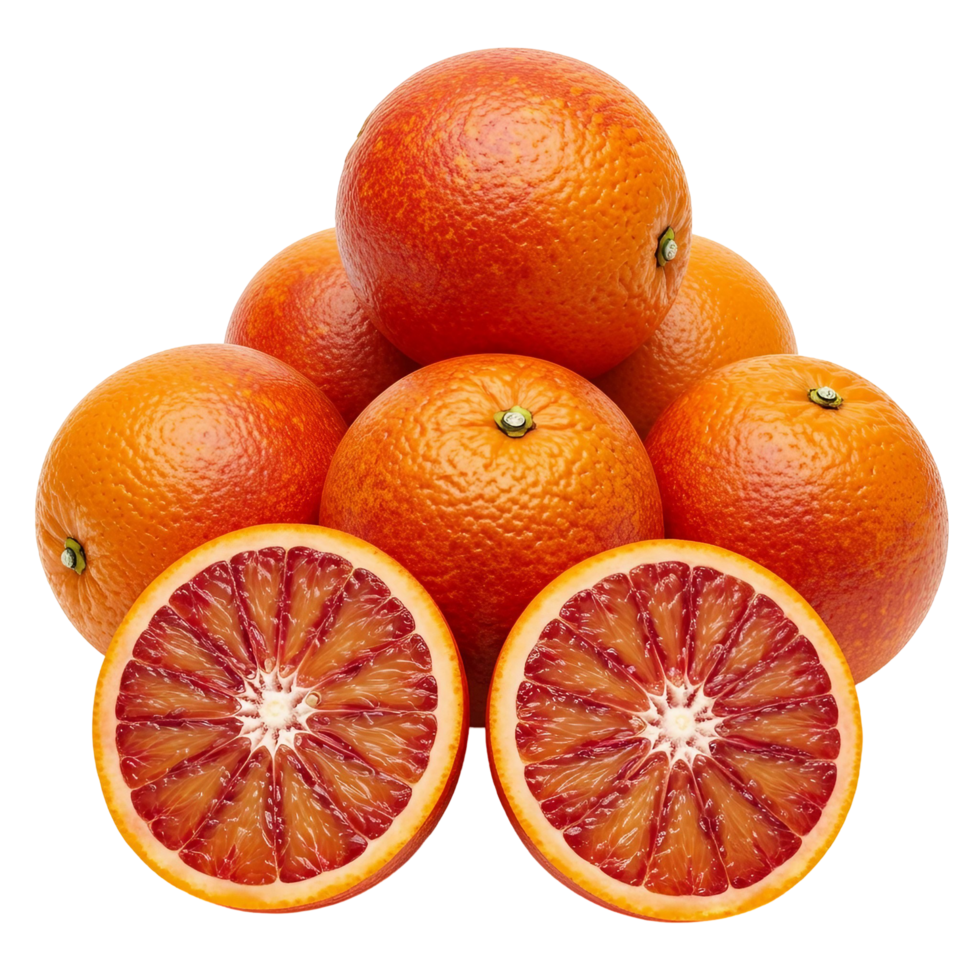 A pile of blood oranges Fresh Red Oranges on Transparent Background png