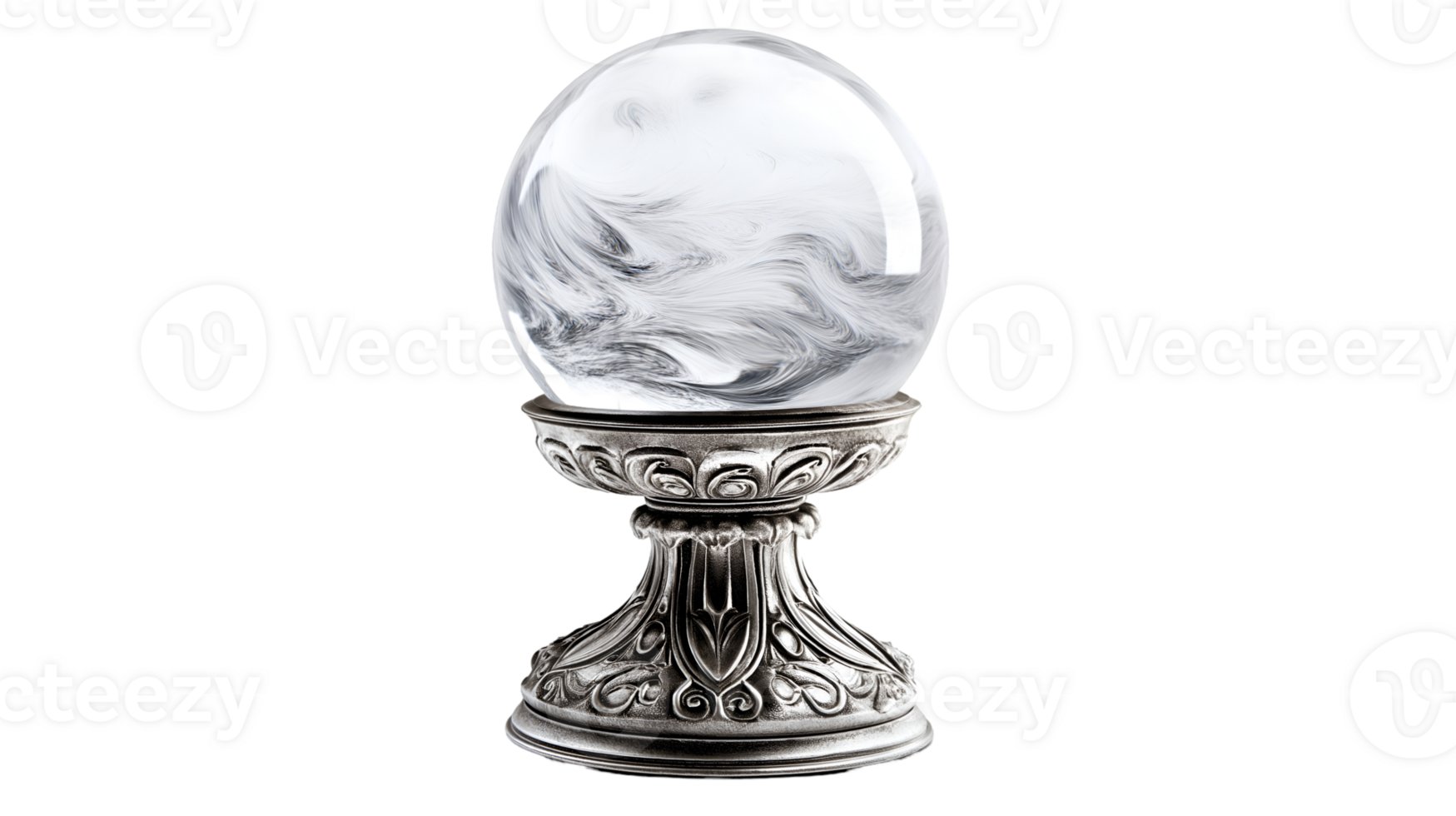 Crystal Ball on Ornate Stand - Transparent Background png