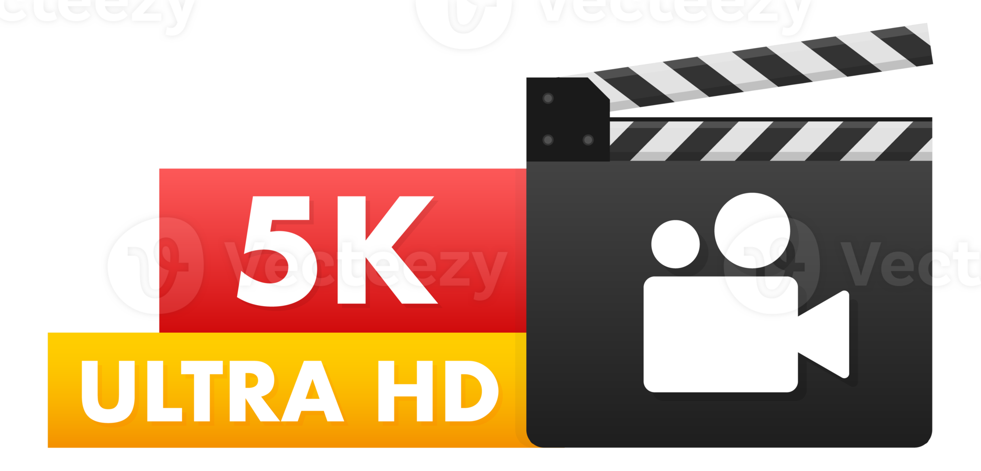 Clapperboard with resolution markings indicating broadcasting quality from SD to 8K Ultra HD png