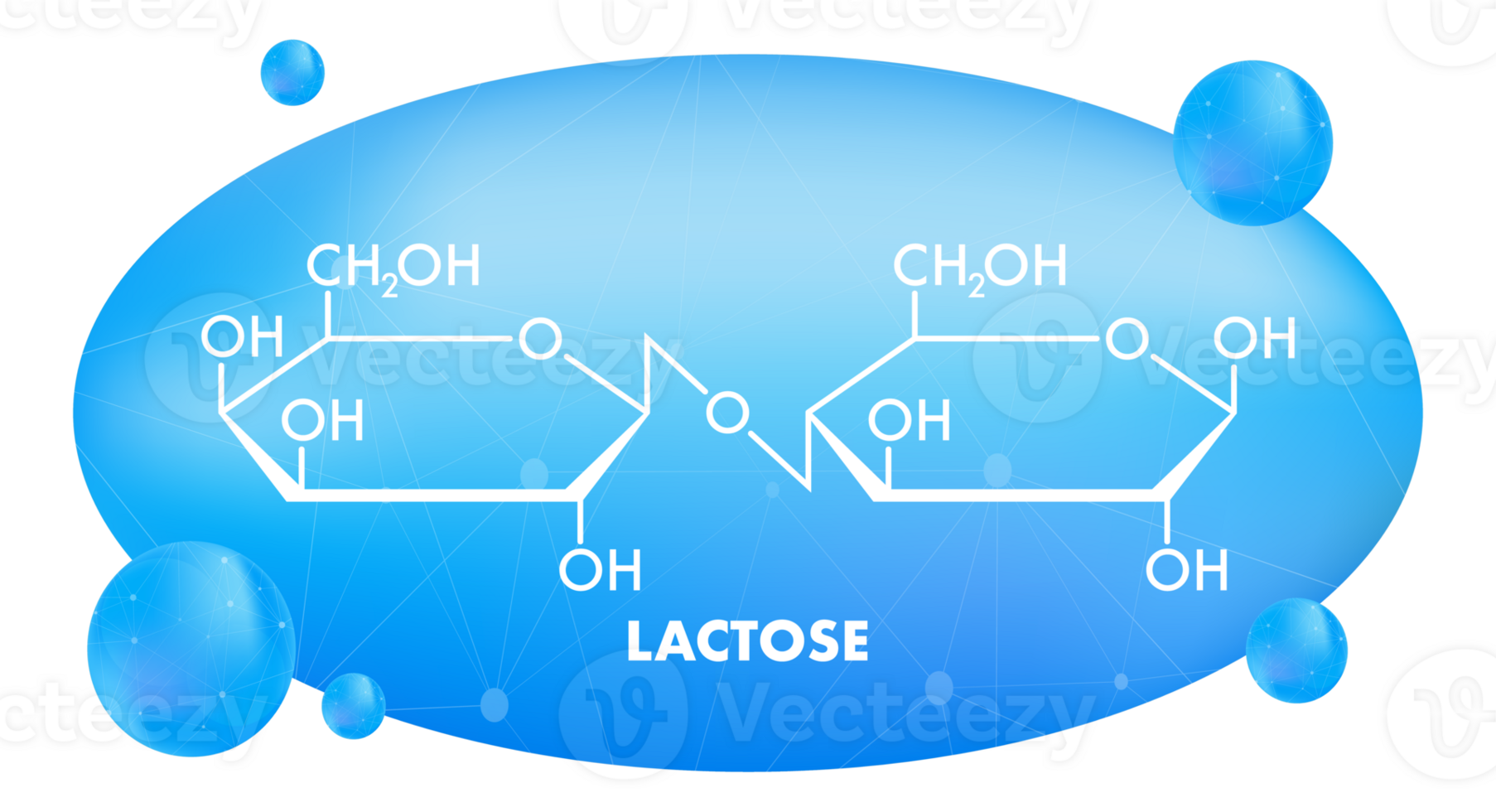 Lactose Formula with Molecular Structure on Blue Background png