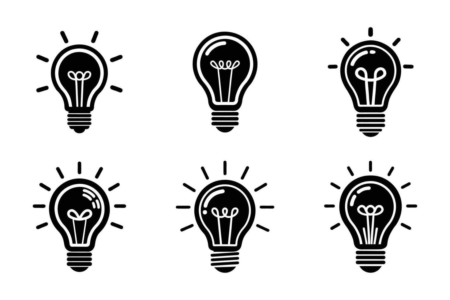 Electric bulb light silhouette icon set in flat vector
