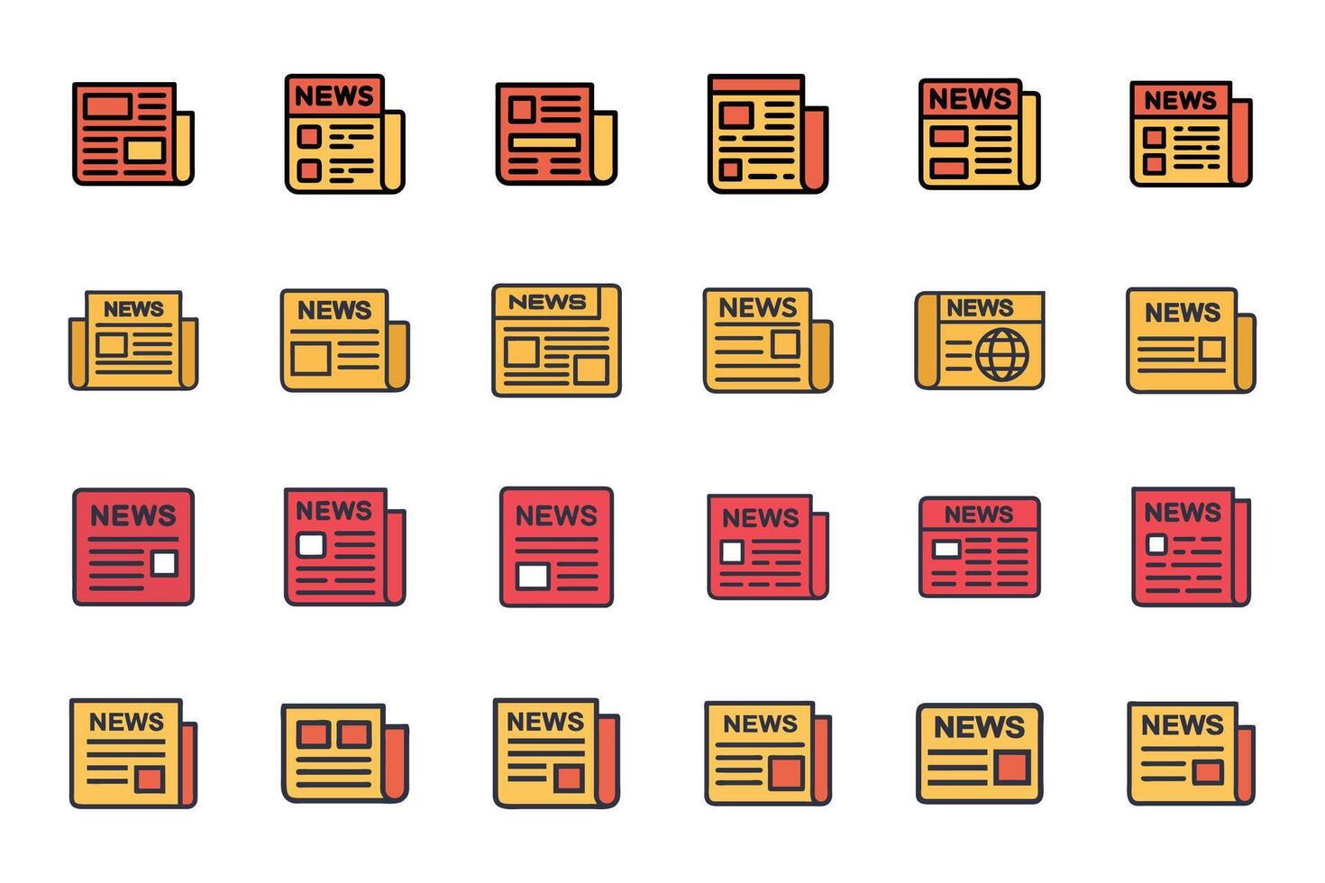 Newspaper stack outline silhouette icon bundle vector