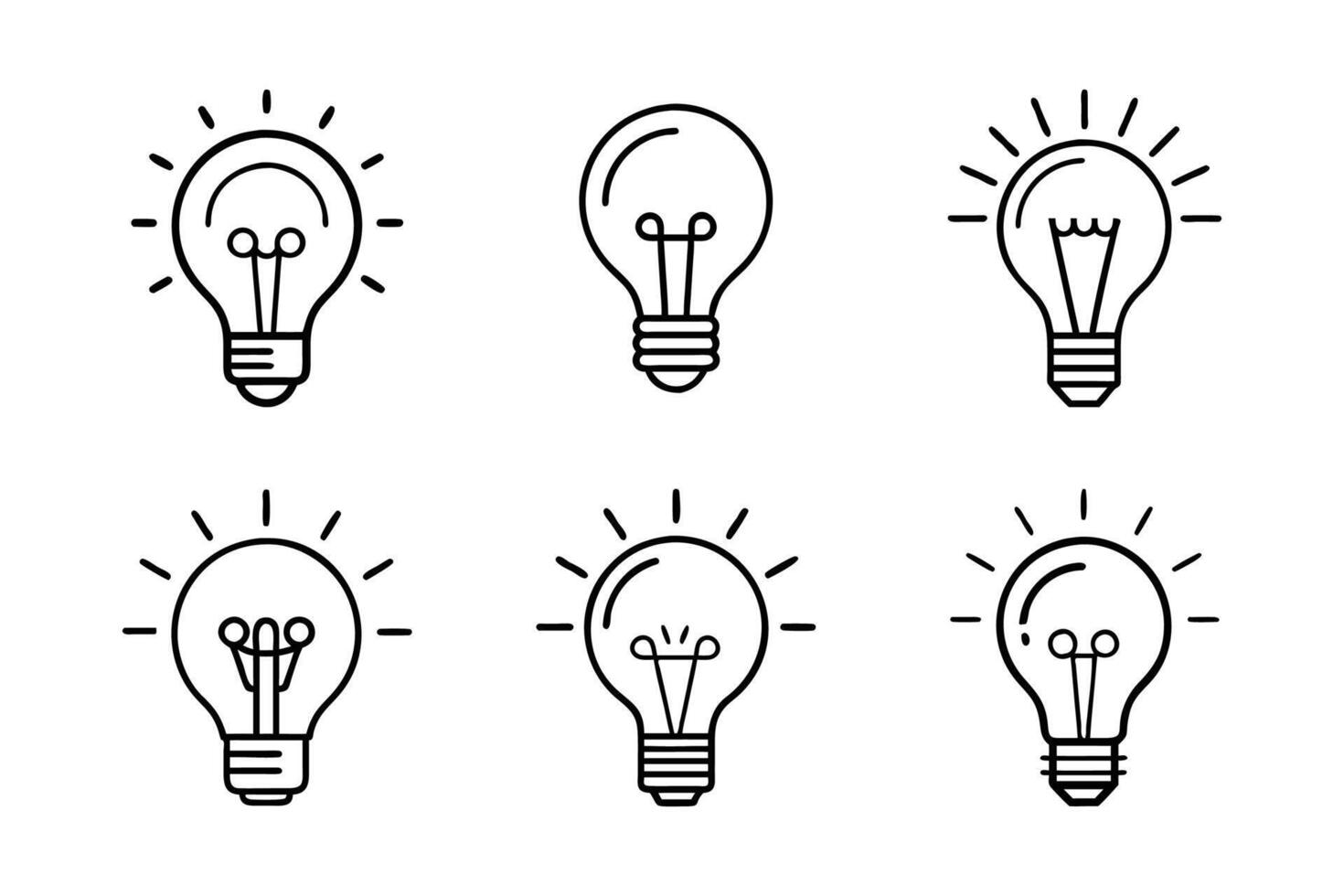 Flat design bulb light silhouette icon set vector